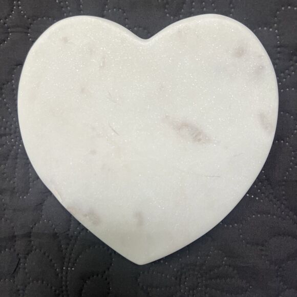 Heart Paper Weight White Love Heart Marble Stone Heart Coaster Home Accent Decor - Picture 2 of 4